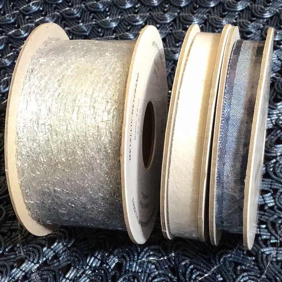 🏷 New Stampin’ Up! Silver & Blue Ribbon Bundle of 3 - Picture 1 of 2